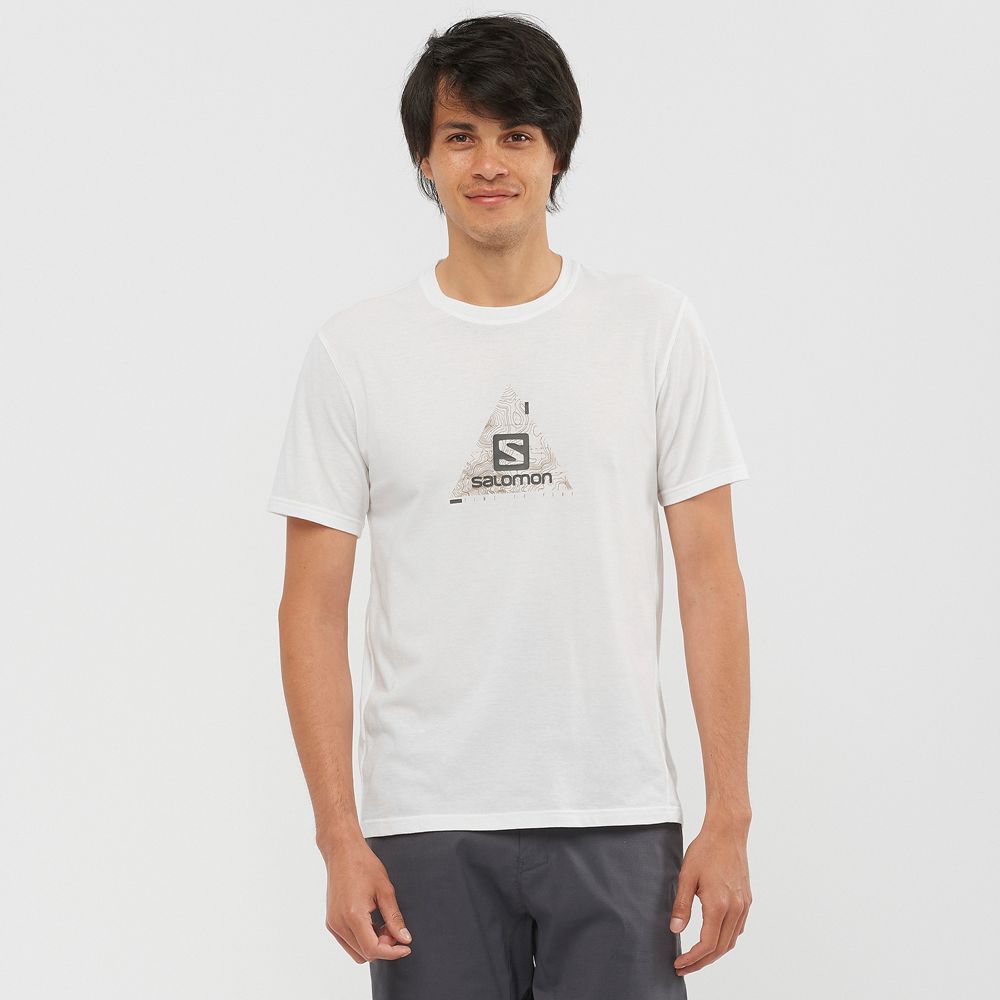 Salomon Singapore Mens T-shirts - OUTRACK BLEND White | 13596-HSQI